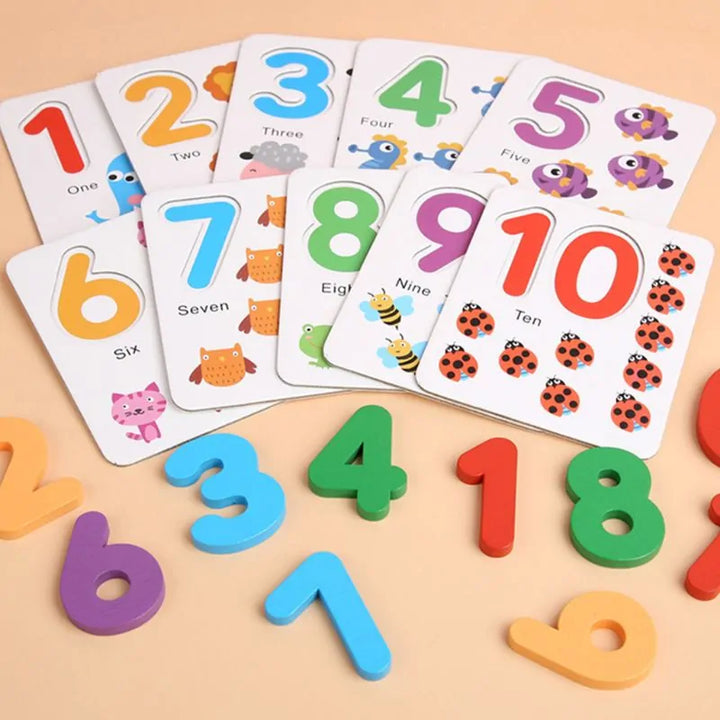 1 Set Wooden Number Alphabet Learning Cards