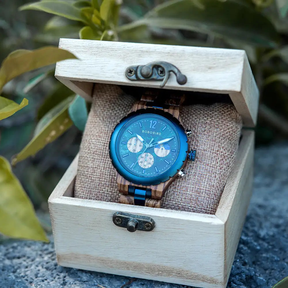 Luxuriöse Chronographenuhr aus Holz für Herren