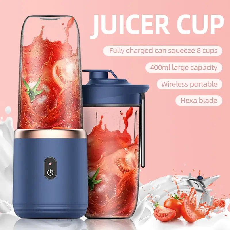 Portable 6-Blade Electric Juicer Cup & Smoothie Blender