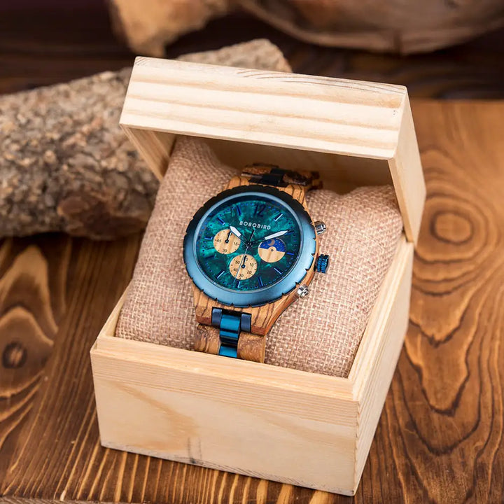 Luxuriöse Chronographenuhr aus Holz für Herren