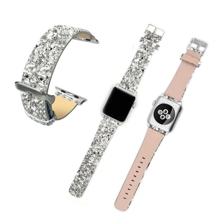 Bling-Lederarmband für Apple Watch: Serie 6, SE, 5/4/3