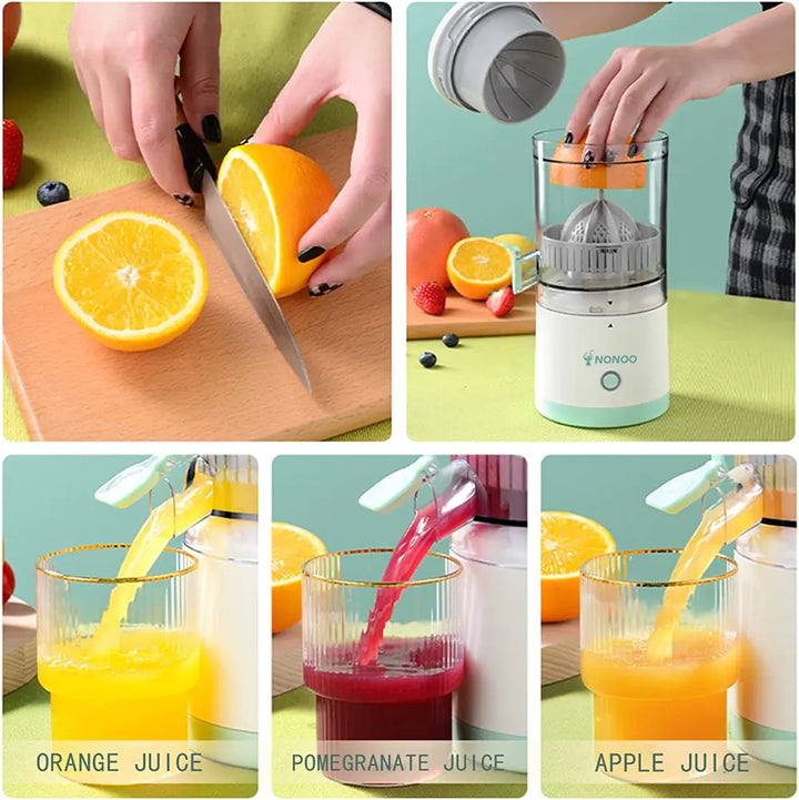 Kabelloser Slow Juicer, Orangen-Zitronen-Entsafter, USB-elektrischer Entsafter, Fruchtextraktor, tragbarer Entsafter, Druckentsafter für Zuhause, 7,4 V