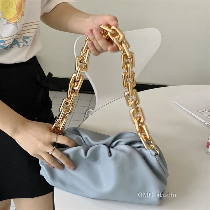 Weiche Leder-Cloud-Bag: Damen-Einzel-Schultertasche