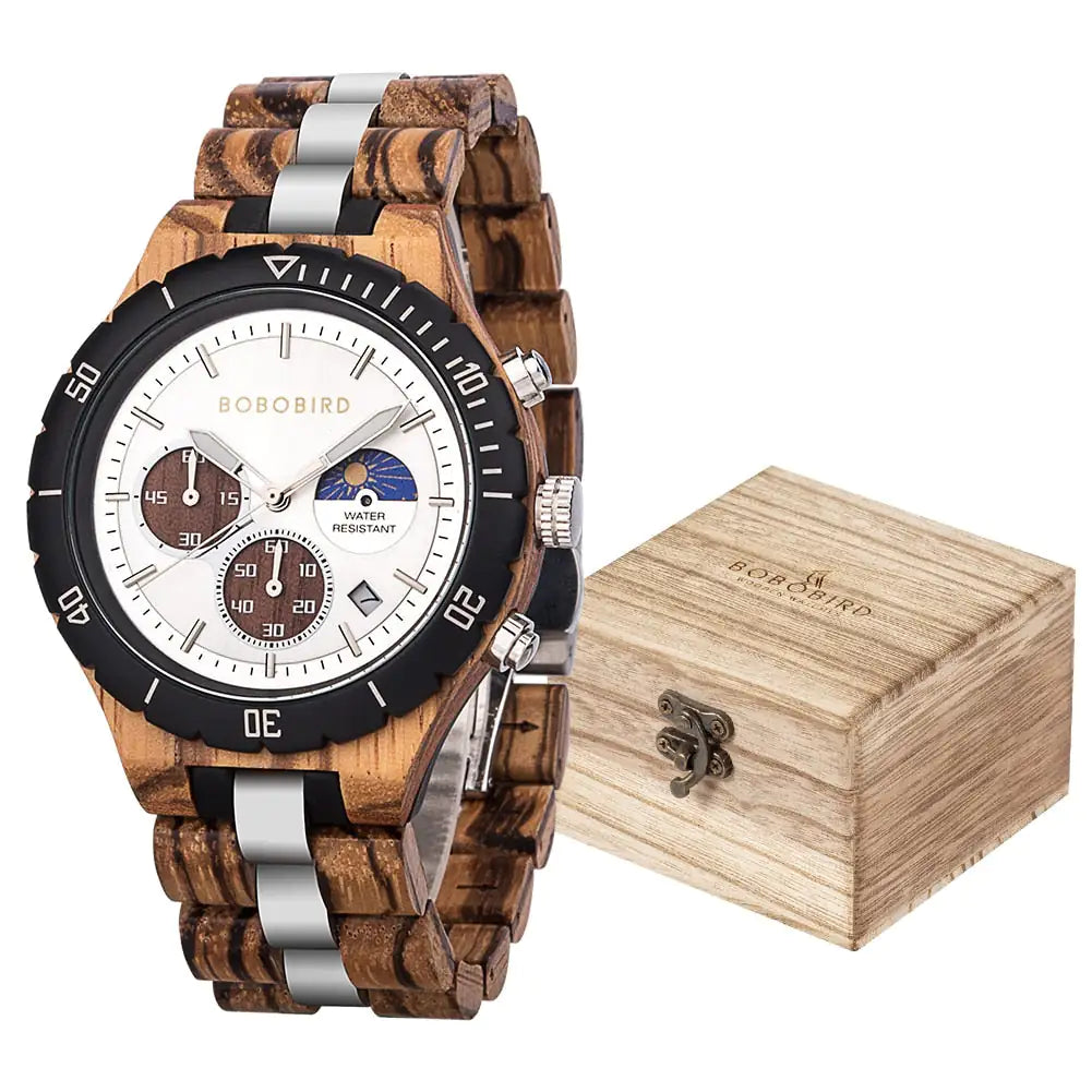 Luxuriöse Chronographenuhr aus Holz für Herren