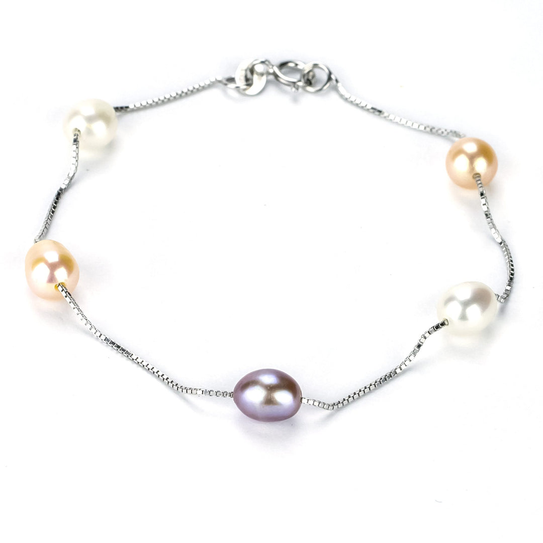 Freshwater Drop Shape Mixed Colour Hendra Bracelet 7-8 mm AAA-0