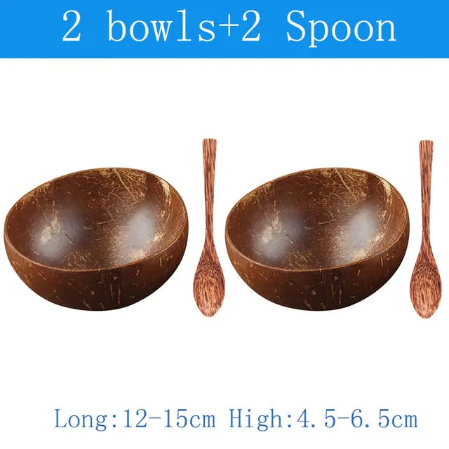 Natural Coconut Bowl Spoon Tableware Set