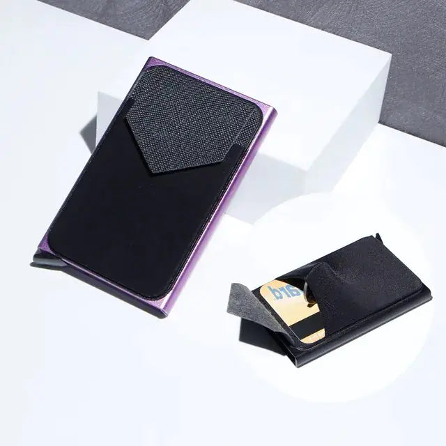 RFID Black Magic Trifold Leather Slim Mini Wallet