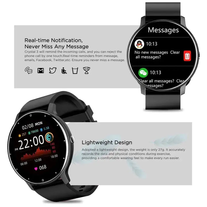 Fitness-Smartwatch mit vollem Touchscreen