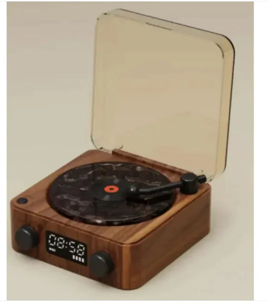 Retro Bluetooth Turntable Speaker with RGB Lamp