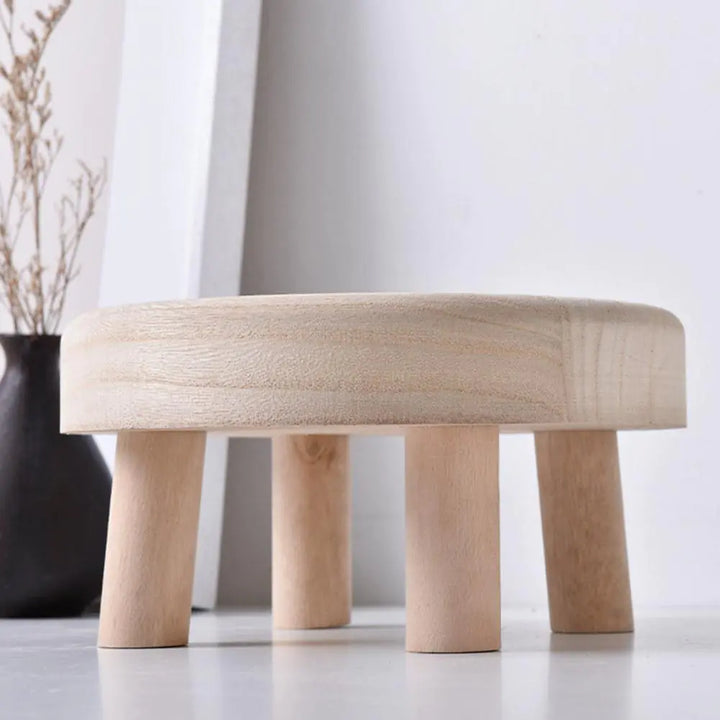 Round Polished Small Wooden Stool