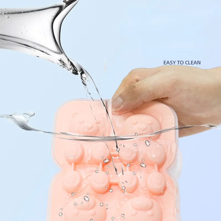 Eiswürfelform aus Silikon mit 4 Gittern und Bärenmotiv