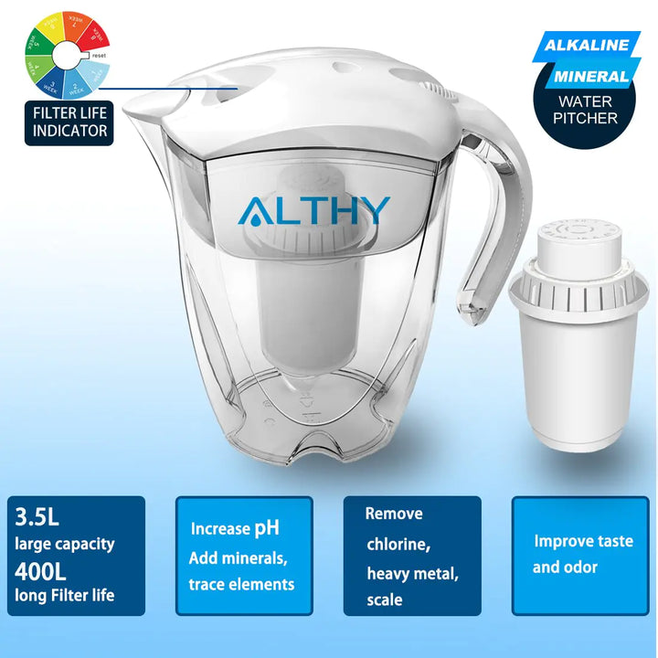 Alkalisches Wasser mit dem 3,5-l-Ionisator für alkalisches Mineralwasser von ALTHY