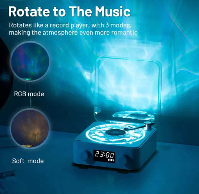 Retro Bluetooth Turntable Speaker with RGB Lamp