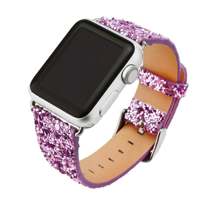 Bling-Lederarmband für Apple Watch: Serie 6, SE, 5/4/3