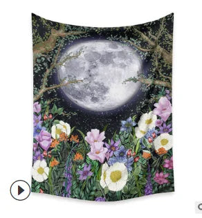 Psychedelic Moon Starry Tapestry