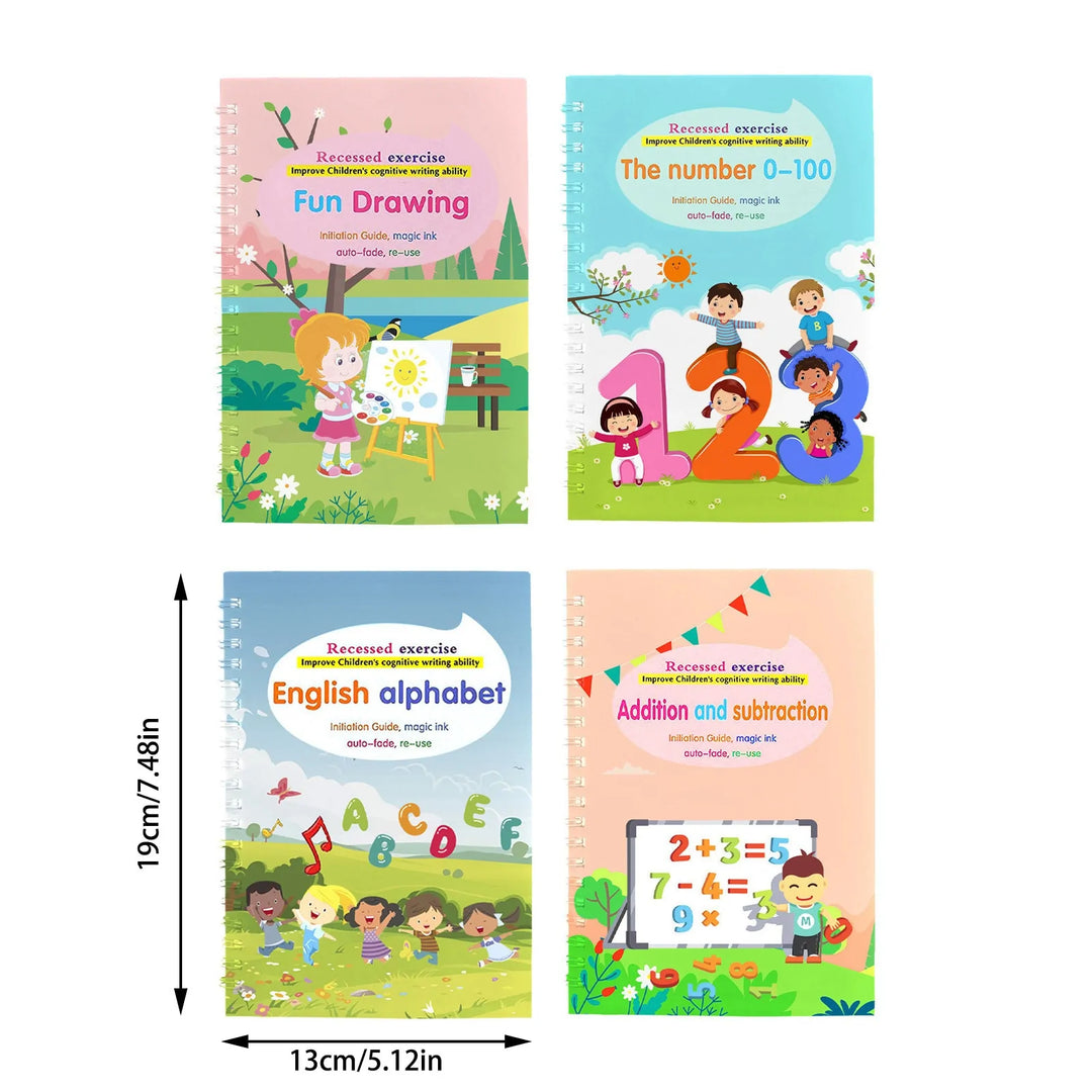 Children's Handwriting Tracing Book Set with Magic Practice Copybook and Pen