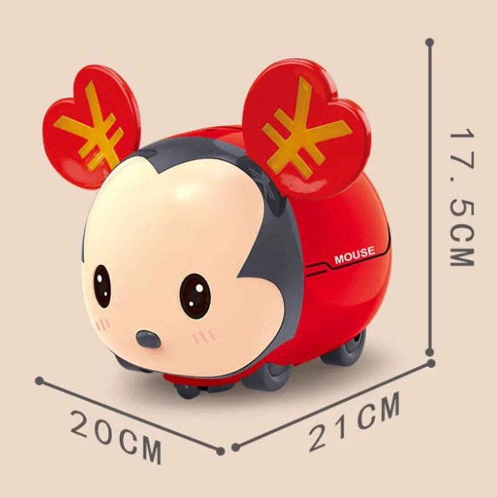 Traditional Chinese Mouse Automatic Coin Bank: Cute Rat Year Mascot, Red Pocket Money Saving Box for Kids