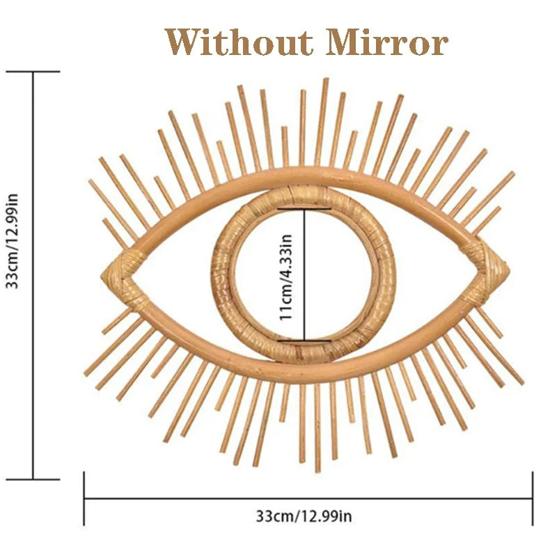 Genauer Titel: Runder Schminkspiegel aus Rattan zum Aufhängen an der Wand