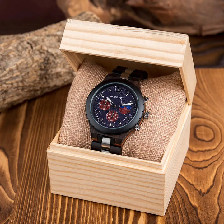 Luxuriöse Chronographenuhr aus Holz für Herren