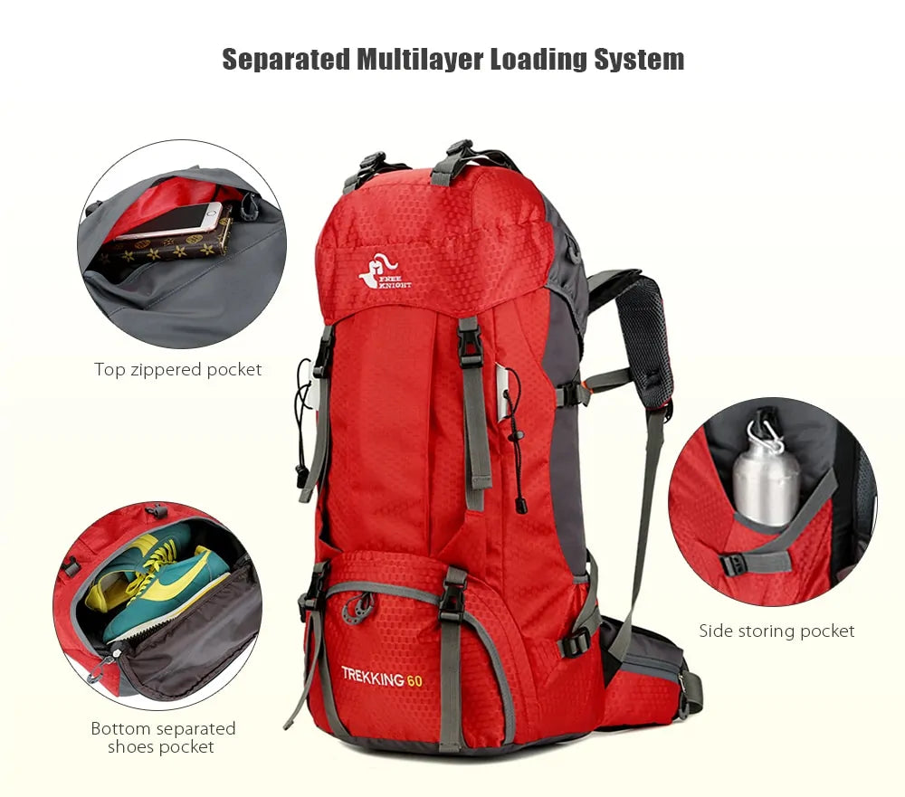 60L Outdoor-Rucksack Campingtasche mit Regenschutz