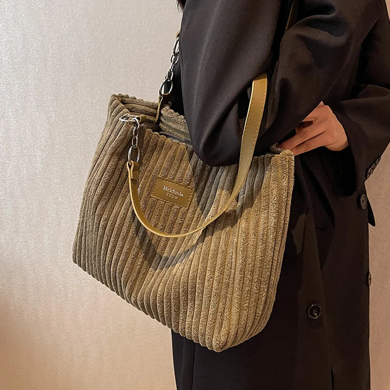 Retro Corduroy Shoulder Bag