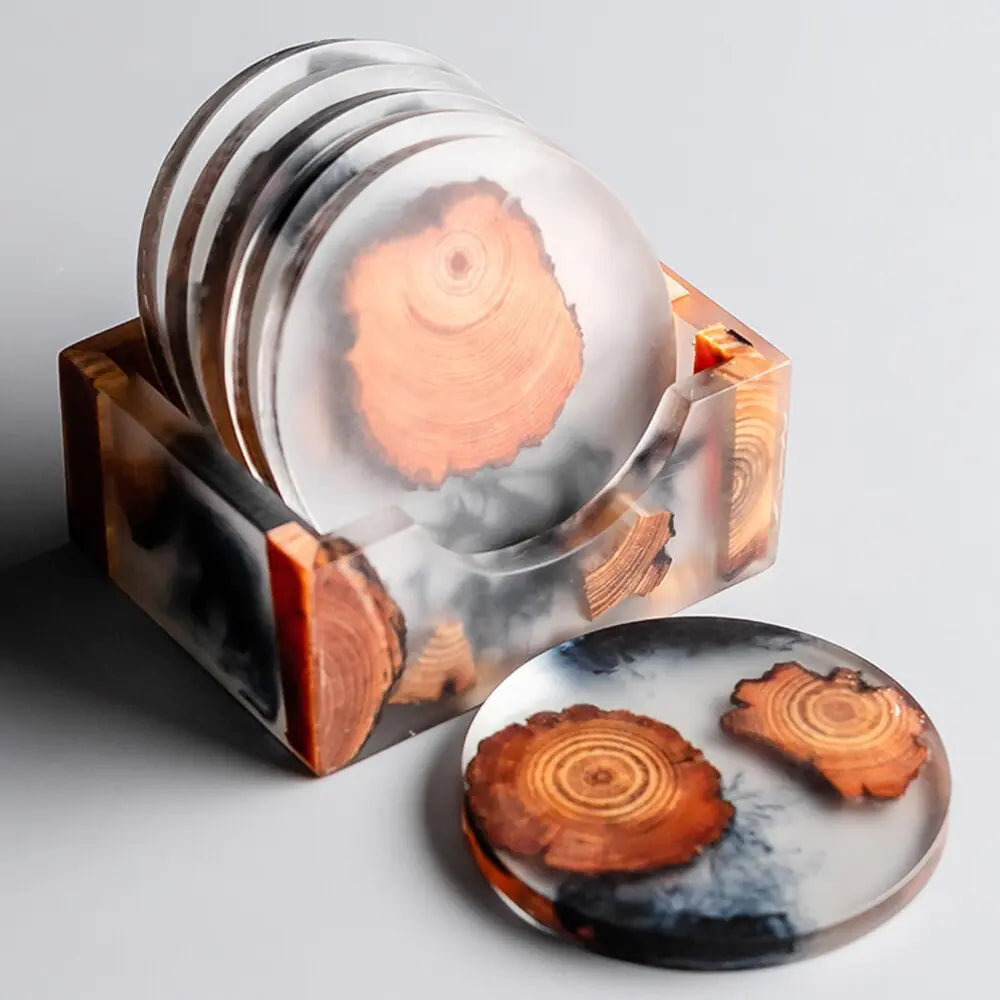 Resin Pine Coasters: 6-Piece Set