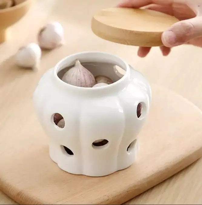 Elegant Porcelain Garlic Keeper