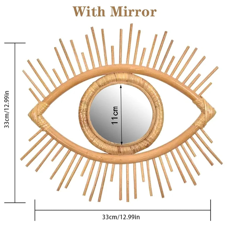 Precise Title: Rattan Round Wall Hang Makeup Mirror