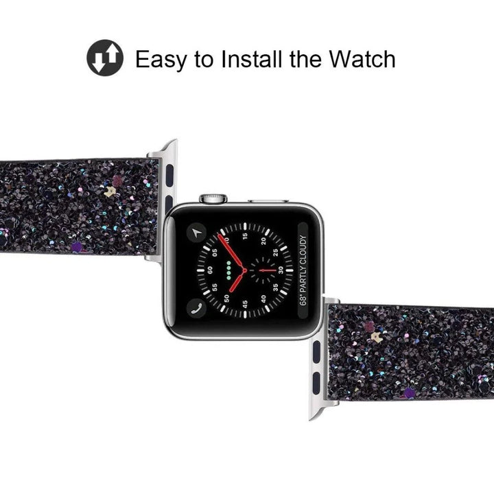 Bling-Lederarmband für Apple Watch: Serie 6, SE, 5/4/3