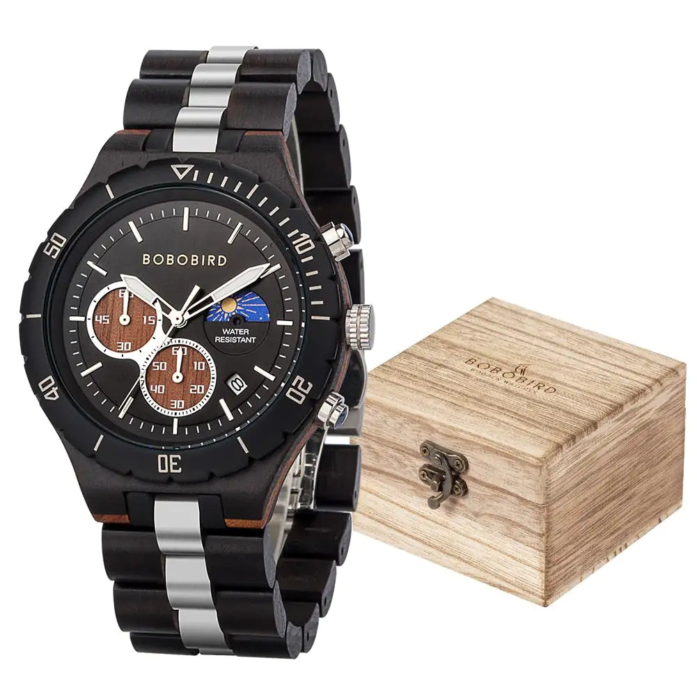 Luxuriöse Chronographenuhr aus Holz für Herren