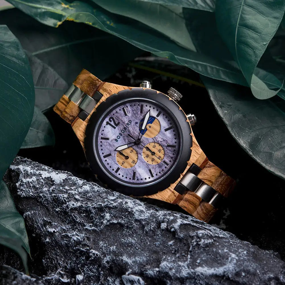 Luxuriöse Chronographenuhr aus Holz für Herren