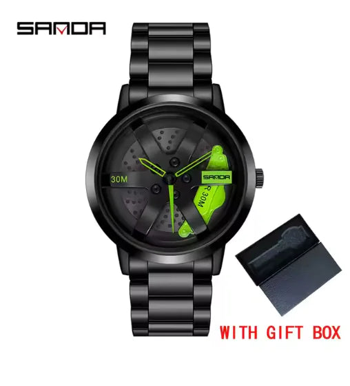 Men's 3D Car Wheel Sports Watch - Waterproof Quartz