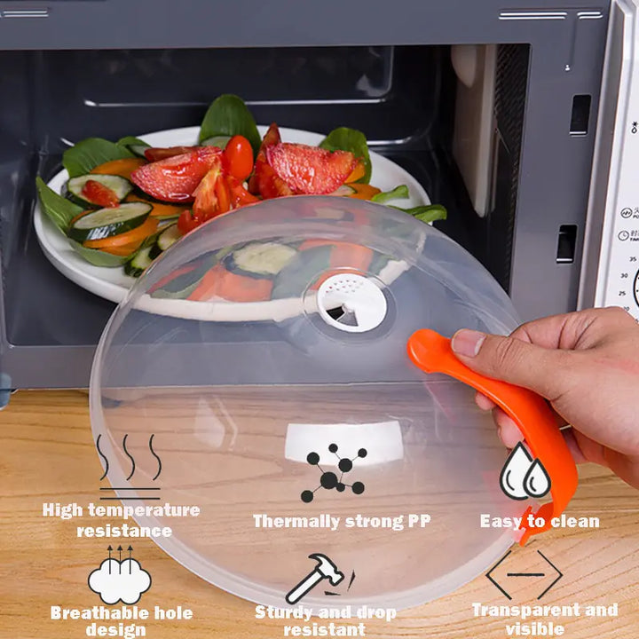 Microwave Food Cover Splash Proof Plate Cover Micro-wave oven Anti-Sputtering Cover with Steam Vents and Handle Dropshipping