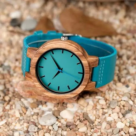 Wooden Quartz Leather Strap Wristwatch