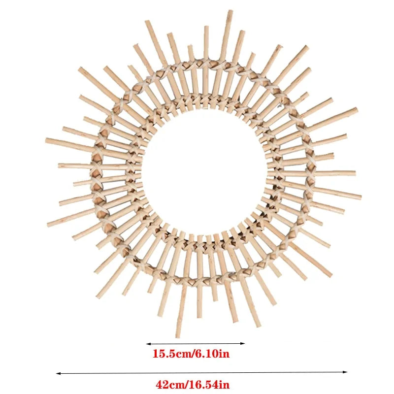 Precise Title: Rattan Round Wall Hang Makeup Mirror