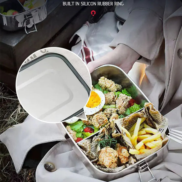 Quadratische Lunchbox aus Edelstahl