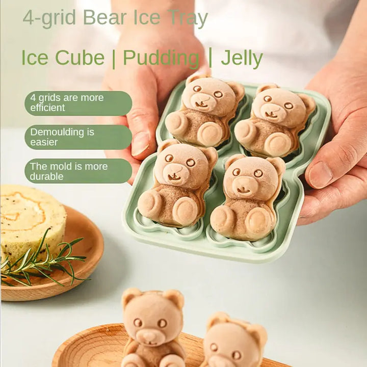 4 Grid Bear Silicone Ice Tray