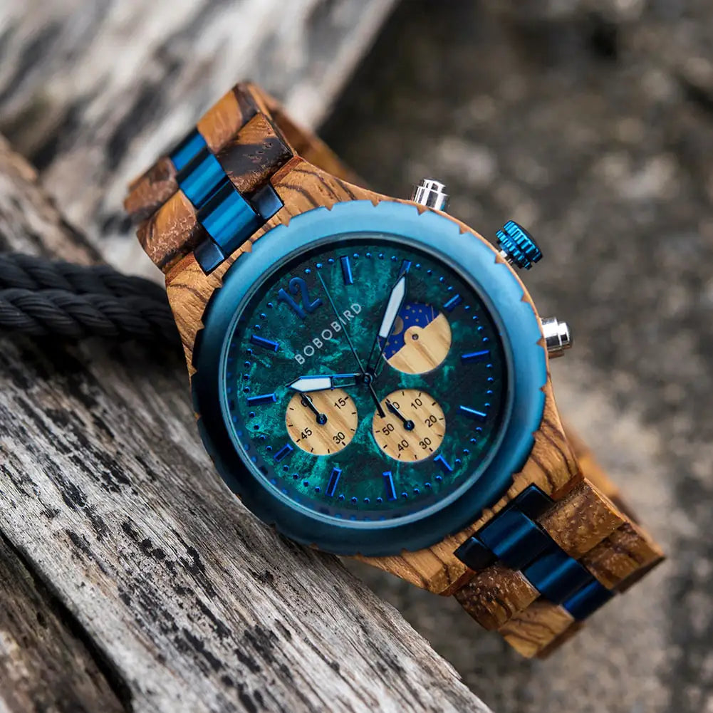 Luxuriöse Chronographenuhr aus Holz für Herren