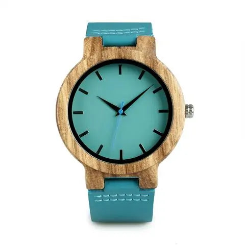 Wooden Quartz Leather Strap Wristwatch