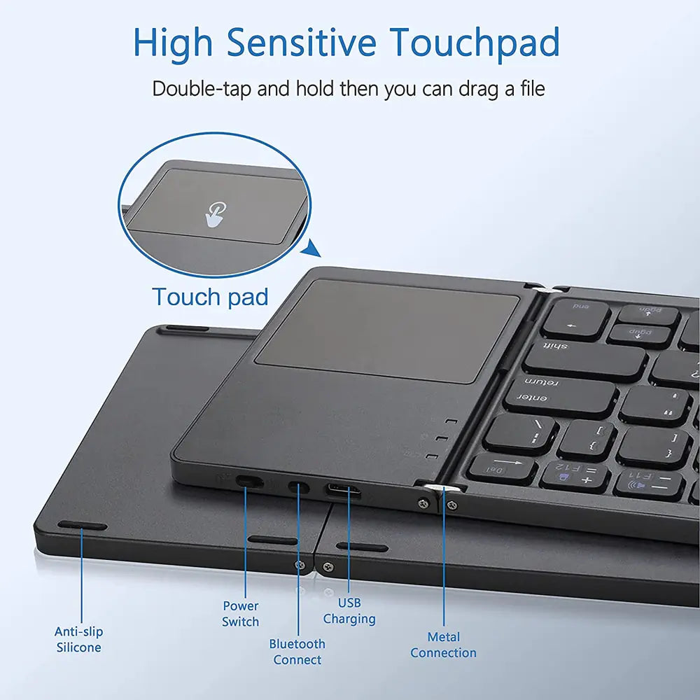 Tragbare dreifach faltbare Mini-Bluetooth-Tastatur