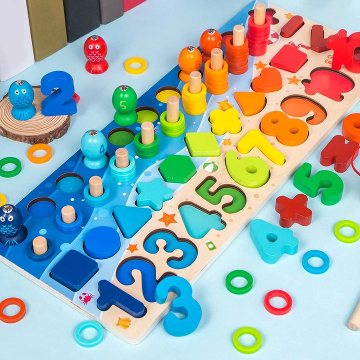 Montessori-Geometrie-Puzzle aus Holz für Kinder