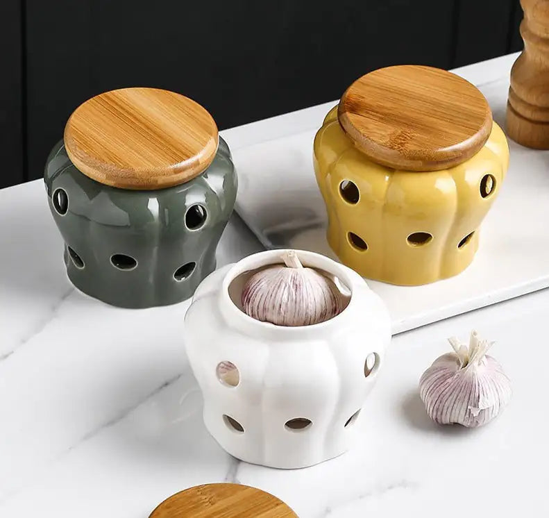 Elegant Porcelain Garlic Keeper