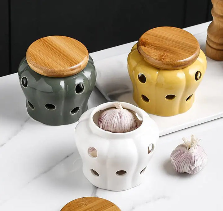 Elegant Porcelain Garlic Keeper