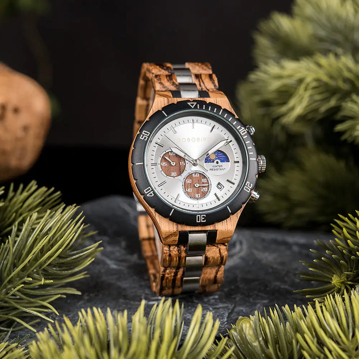 Luxuriöse Chronographenuhr aus Holz für Herren