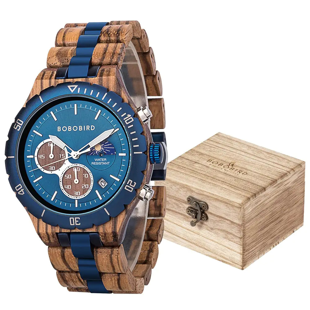 Luxuriöse Chronographenuhr aus Holz für Herren