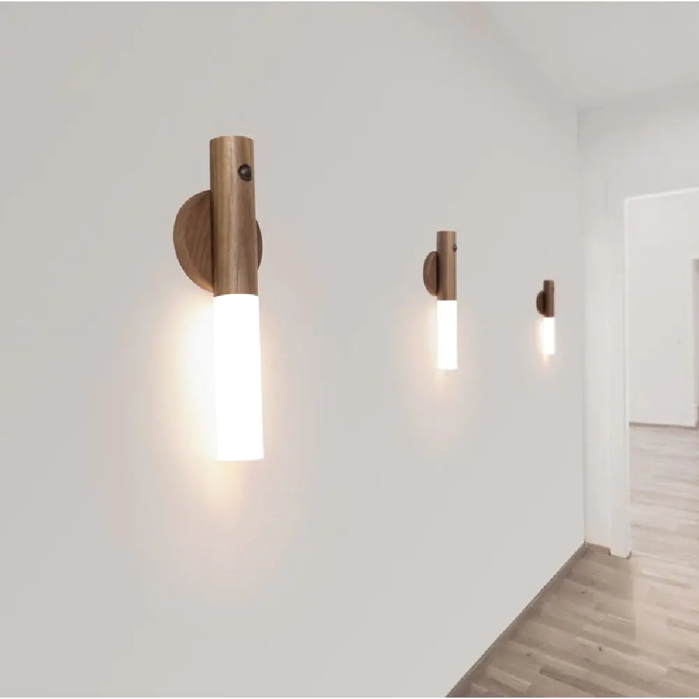 LED Wood Wireless USB Night Light Magnetic Wall Lamp