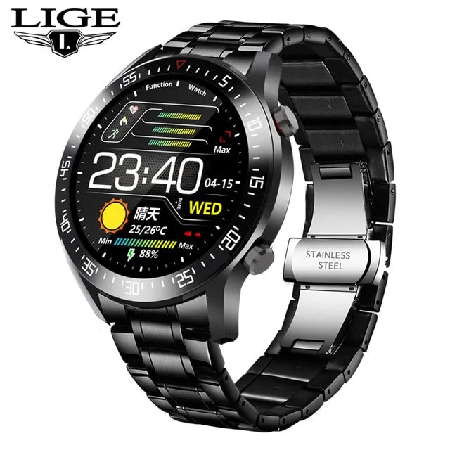 LIGE 2021 New Steel Band Smart Watch