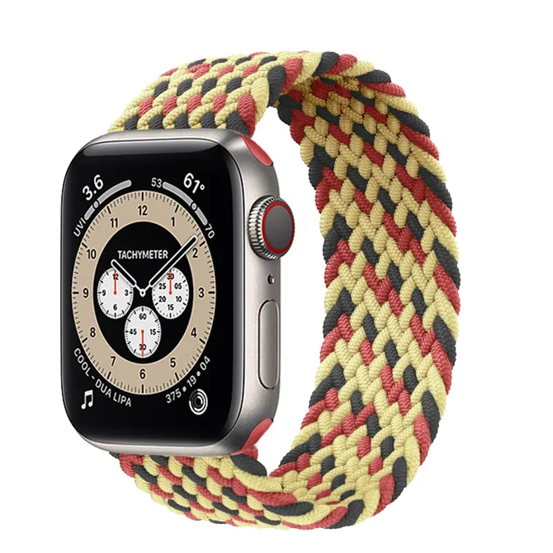 Geflochtenes Solo Loop-Nylonband für Apple Watch Series 3–6 und SE (Größen: 44 mm, 40 mm, 38 mm, 42 mm)