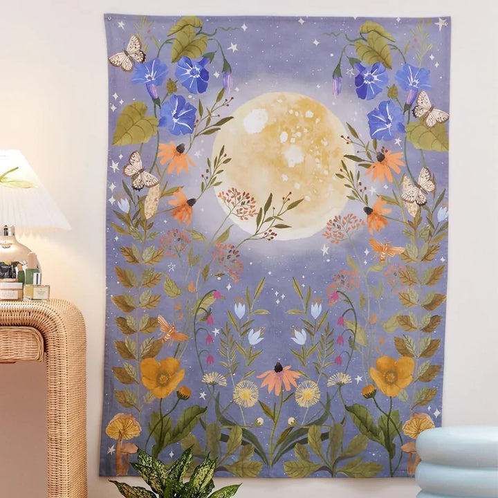 Psychedelic Moon Starry Tapestry