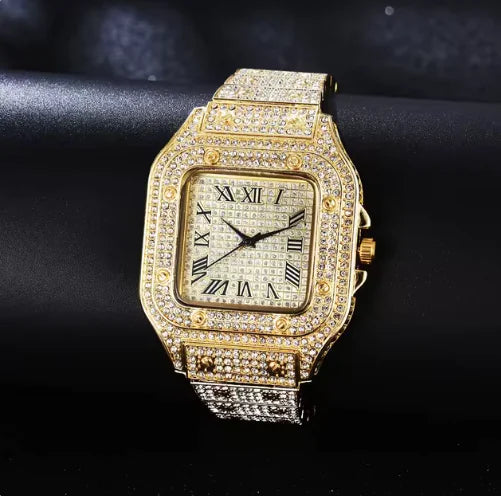 Unisex Iced Moissanite Bust Down Watch